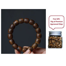 Load image into Gallery viewer, Green Kynam Agarwood Bracelet from Nha Trang Vietnam 12mm Beads Genuine Wild Agarwood
