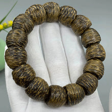 Load image into Gallery viewer, Green Kynam Agarwood Bracelet from Nha Trang Vietnam 14mm Diameter Beads Genuine Wild Agarwood