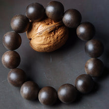 Load image into Gallery viewer, Wild Agarwood Bracelet from Kalimantan Indonesia 14mm Diameter Beads Genuine Agarwood