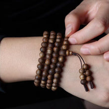 Load image into Gallery viewer, Wild Agarwood Bracelet 108 Mala from Cambodia 8mm Diameter Beads Genuine Agarwood