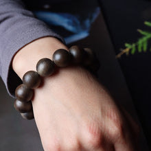 Load image into Gallery viewer, Wild Agarwood Bracelet from Kalimantan Indonesia 14mm Diameter Beads Genuine Agarwood