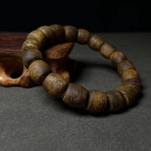 Load image into Gallery viewer, Green Kynam Wild Oud Agarwood Bracelet from Hainan 12mm Diameter Beads Genuine Wild Agarwood