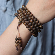 Load image into Gallery viewer, Wild Agarwood Bracelet 108 Mala from Cambodia 8mm Diameter Beads Genuine Agarwood