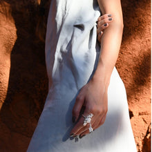 Load image into Gallery viewer, SANLUYI Handmade Adjustable Silver filigree Rings with fish and bloom shaped hangings