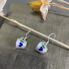 Load image into Gallery viewer, Cute Silver Enamel Teacup Shaped Earrings