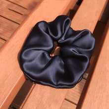 Load image into Gallery viewer, LUXE 100% Pure Mulberry Silk Large Hair Scrunchie-( Navy , 30 momme)