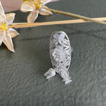 Load image into Gallery viewer, SANLUYI Handmade Adjustable Silver filigree Rings with fish and bloom shaped hangings