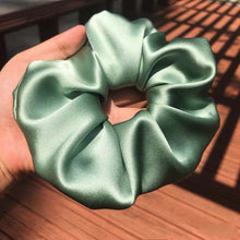 Load image into Gallery viewer, LUXE 100% Pure Mulberry Silk Large Hair Scrunchie-( Sea Green , 30 momme)