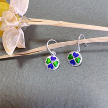 Load image into Gallery viewer, SANLUYI Silver Filigree Enamel Four Leaf Clover Earrings
