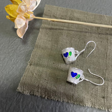 Load image into Gallery viewer, Cute Silver Enamel Teacup Shaped Earrings