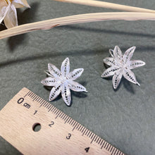 Load image into Gallery viewer, Handmade Silver Floral Earrings
