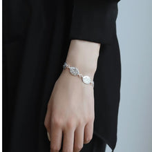 Load image into Gallery viewer, Adjustable Minimalist Hammered Silver Tile Sterling Silver Bracelet