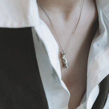 Load image into Gallery viewer, Minimalist Sterling Silver Necklace with Carved Standing Rabbit Pendant - Fun & Unique Style