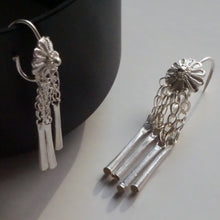 Load image into Gallery viewer, Handmade Ethnic Floral Tassel Silver Earrings