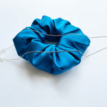 Load image into Gallery viewer, LUXE 100% Pure Mulberry Silk Large Hair Scrunchie-( Peacock Blue, 30 momme)