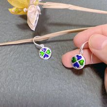 Load image into Gallery viewer, SANLUYI Silver Filigree Enamel Four Leaf Clover Earrings