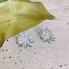 Load image into Gallery viewer, Handmade Silver Floral Earrings