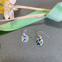 Load image into Gallery viewer, SANLUYI Silver Filigree Enamel Four Leaf Clover Earrings