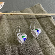 Load image into Gallery viewer, Cute Silver Enamel Teacup Shaped Earrings