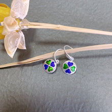 Load image into Gallery viewer, SANLUYI Silver Filigree Enamel Four Leaf Clover Earrings