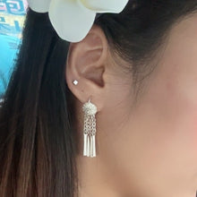 Load image into Gallery viewer, Handmade Ethnic Floral Tassel Silver Earrings