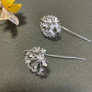 SANLUYI Handmade 999 Silver Floral Hydrangea Earrings
