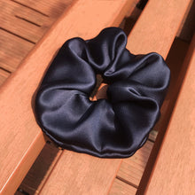 Load image into Gallery viewer, LUXE 100% Pure Mulberry Silk Large Hair Scrunchie-( Navy , 30 momme)
