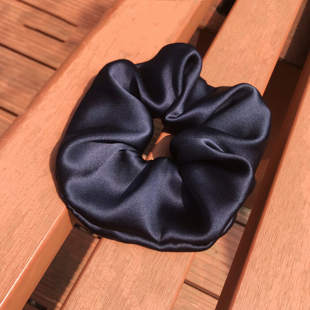 LUXE 100% Pure Mulberry Silk Large Hair Scrunchie-( Navy , 30 momme)