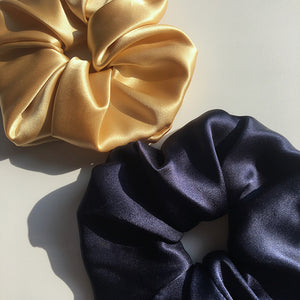 LUXE 100% Pure Mulberry Silk Large Hair Scrunchie-( Navy , 30 momme)