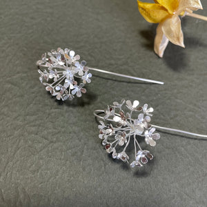 SANLUYI Handmade 999 Silver Floral Hydrangea Earrings