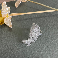 Load image into Gallery viewer, SANLUYI Handmade Adjustable Silver filigree Rings with fish and bloom shaped hangings
