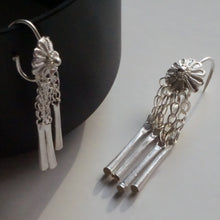 Load image into Gallery viewer, Handmade Ethnic Floral Tassel Silver Earrings
