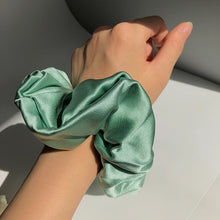 Load image into Gallery viewer, LUXE 100% Pure Mulberry Silk Large Hair Scrunchie-( Sea Green , 30 momme)
