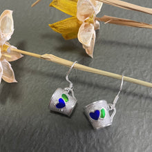 Load image into Gallery viewer, Cute Silver Enamel Teacup Shaped Earrings
